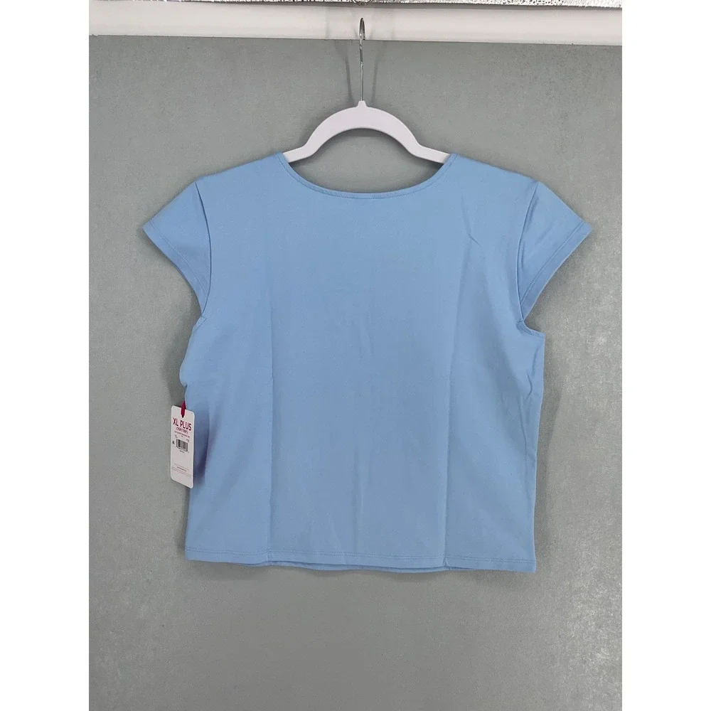 Justice Girls Cap Sleeve Seamless Top Sail Blue Square Neck XL Plus 16P/18P